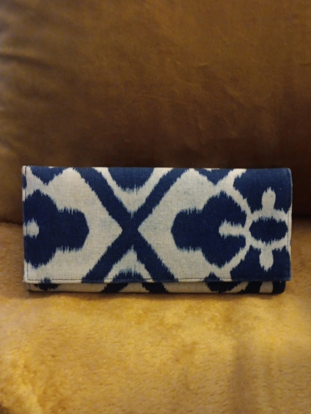Blue Ikat Print Women's Clutch Wallet
